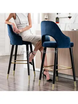 Легкий роскошный итальянский барный стул Американский кантри высокий стул Скандинавский барный стул модный современный бытовой высокий стул из массива дерева 1