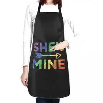 Лесбийская пара Shes Mine, Подходящий Фартук для гордости ЛГБТ, кухонный предмет, Забавный Фартук 1