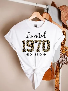 Лимитированная винтажная рубашка 1970-х годов, Леопардовая толстовка, подарок на 53-й День рождения, футболки с коротким рукавом, Плюс Размер Женской одежды с круглым вырезом y2k 1