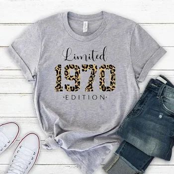 Лимитированная винтажная рубашка 1970-х годов, Леопардовая толстовка, подарок на 53-й День рождения, футболки с коротким рукавом, Плюс Размер Женской одежды с круглым вырезом y2k 2