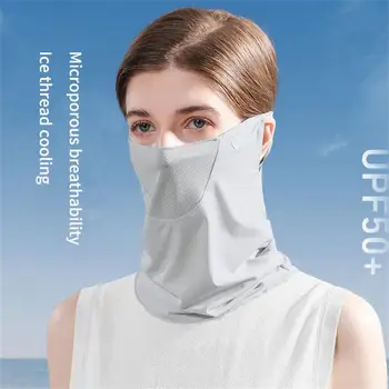 Маска для лица унисекс Дышащая маска для защиты от ультрафиолета из ледяного шелка, мягкая Регулируемая тонкая защита от ультрафиолета для летних мероприятий на свежем воздухе 1