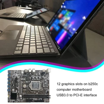 Материнская плата B250C Miner + процессор G3920 или G3930 CPU + RGB Вентилятор + DDR4 4 ГБ оперативной памяти + 128 Гб SSD + Кабель переключения + Кабель SATA 12XPCIE к графической карте USB3.0 2