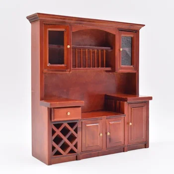 Миниатюрный деревянный кукольный домик в масштабе 1: 12, кухонный шкаф, мебель для ролевых игр для OB11, аксессуары для кукол, игрушки 1