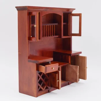 Миниатюрный деревянный кукольный домик в масштабе 1: 12, кухонный шкаф, мебель для ролевых игр для OB11, аксессуары для кукол, игрушки 2