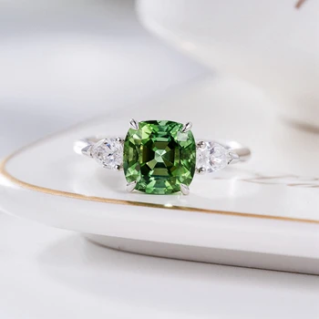 Модное кольцо с инкрустацией, Блестящий Зеленый квадрат, Кубический цирконий AAA, Изысканная Геометрия, женские свадебные украшения для помолвки, вечеринки