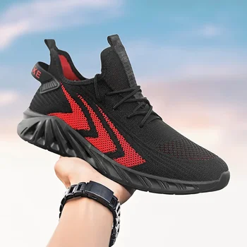Модные мужские кроссовки, сетчатая повседневная обувь для бега, Дышащие легкие кроссовки для ходьбы на шнуровке, Мужская спортивная обувь Zapatillas Hombre 1