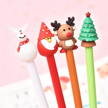 Нейтральная ручка из милой мультяшной рождественской серии, Креативная студенческая ручка, черная ручка на Рождество, гелевая ручка, милая стационарная ручка Оптом 1