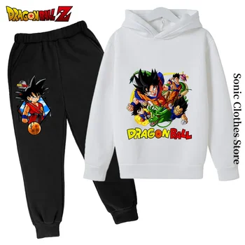 Новая детская весенняя спортивная одежда Dragon Ball для мальчиков и девочек, толстовка Goku, одежда для мальчиков, комплект для девочек, толстовка с капюшоном, брючный костюм для детей 1