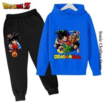Новая детская весенняя спортивная одежда Dragon Ball для мальчиков и девочек, толстовка Goku, одежда для мальчиков, комплект для девочек, толстовка с капюшоном, брючный костюм для детей 2