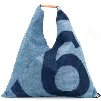 Новая холщовая сумка MMSIX Качество Роскошный Дизайнерский бренд Модная сумка из синего денима с логотипом и принтом Большая вместительная сумка для покупок 1
