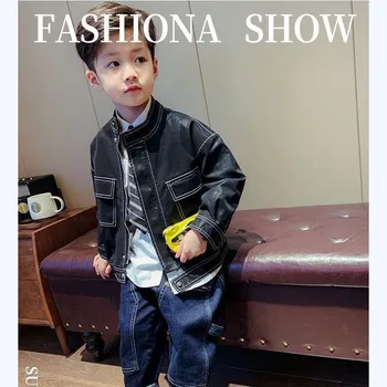 Новые куртки для мальчиков, кожаные детские пальто, модная детская верхняя одежда, Весна-осень 2022-045 2