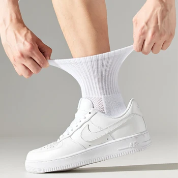 Носки мужские средней длины, с полотенцем, утолщенные снизу, из белого не чистого хлопка, баскетбольные спортивные осенние и зимние носки с длинными носками 2
