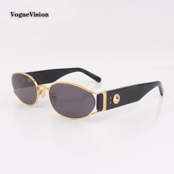 Овальные солнцезащитные очки в золотой металлической оправе для женщин и мужчин, модные Ретро-очки с защитой от ультрафиолета на открытом воздухе, gafas de sol para mujeres 1