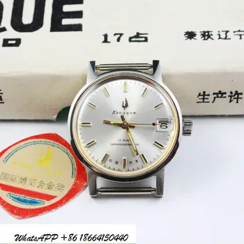 Оригинальные стоковые цельнометаллические ударопрочные механические часы с одним календарем, диаметром 33 мм, с ручным управлением и свободным ремешком 1