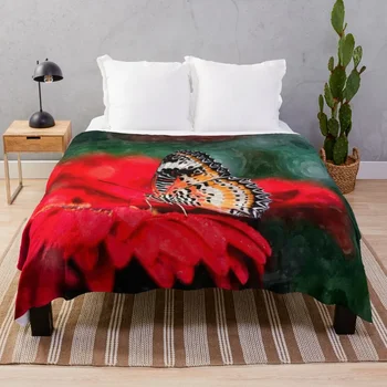 Плед с бабочкой и красным цветком, постельное белье, мягкий плед, теплые одеяла для детской кроватки на зиму