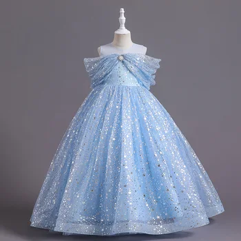 Подростковая свадебная вечеринка, платья для девочек, Элегантные платья принцессы невесты из тюля с пайетками, детские платья для девочек, рождественские костюмы, платье 8-14 лет
