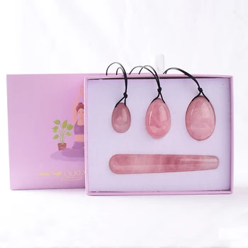 Прямая поставка, набор яиц Yoni из натурального розового кварца, женский тренажер Кегеля, подтягивающий женские мышцы, Нефритовый массажер Yoni Wand 1