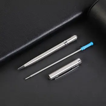 Рекламная роскошная металлическая ручка, Шариковая ручка с индивидуальным логотипом, Черная ручка, Рекламный подарок, Персонализированная ручка из серебристой стали 2