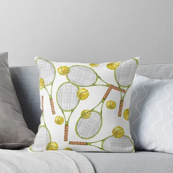 рисунок с теннисными ракетками и теннисными мячами. цветная подушка-карандаш, наволочки, чехлы для диванных подушек, чехол для дивана 1