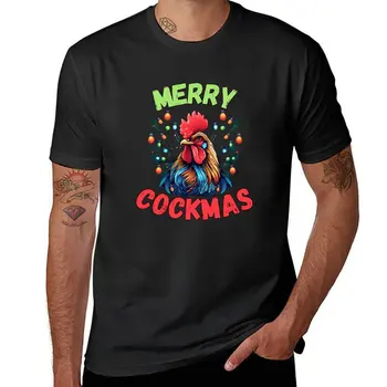 Рождественская футболка Merry Cockmas, графическая футболка, мужская одежда, графическая футболка, мужские футболки, повседневные стильные