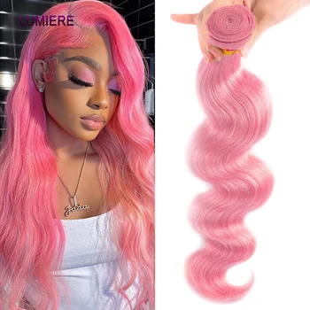 Светло-розовые объемные волнистые пучки 100% человеческих волос для наращивания для женщин, перуанские пучки волос, необработанные натуральные человеческие волосы 1