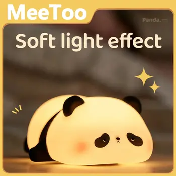 Светодиодная лампа Cute Little Panda, USB Перезаряжаемый ночник, сенсорный датчик, силиконовый светильник с регулируемой яркостью для декора спальни, подарок на день рождения 1