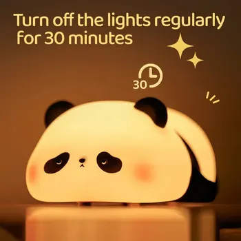 Светодиодная лампа Cute Little Panda, USB Перезаряжаемый ночник, сенсорный датчик, силиконовый светильник с регулируемой яркостью для декора спальни, подарок на день рождения 2