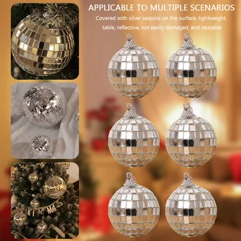Светоотражающий зеркальный шар, многоразмерный светоотражающий зеркальный шар, вращающееся серебряное украшение для вечеринки 2