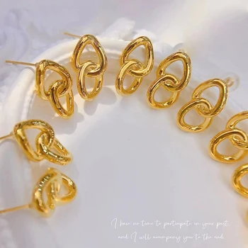 Серьги-гвоздики из настоящего золота 18 карат YUNLI, серьги-подвески на цепочке AU750, женские ювелирные украшения, подарки 1