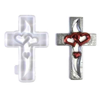 Силиконовая форма в форме нежного сердца и креста, уникальная силиконовая форма для поделок из смолы на любовную тематику и декоративных элементов 13MC 1