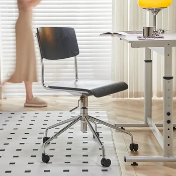 Современные офисные стулья в стиле ретро, Дизайнерская Офисная мебель, Подъемное и вращающееся Компьютерное кресло, Домашнее Игровое кресло со спинкой из массива дерева 1