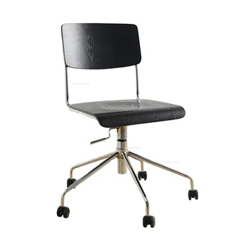 Современные офисные стулья в стиле ретро, Дизайнерская Офисная мебель, Подъемное и вращающееся Компьютерное кресло, Домашнее Игровое кресло со спинкой из массива дерева 2