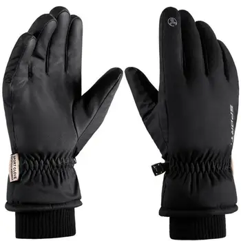 Спортивные перчатки, чувствительный дизайн сенсорного экрана, Лыжные перчатки, резьбовая манжета, кулиска, Флисовая подкладка, защита, теплые перчатки для бега 2