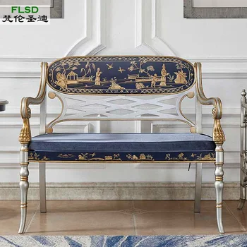 Старый Окрашенный Двуспальный диван-кресло Французский Ретро диван Европейское Кафе Кресло для отдыха 2