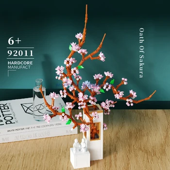 Строительные блоки модели Sakura MOC 92011 Идеи вазы в цветочных горшках для домашнего декора Коллекция растений Идеи кирпичей DIY Игрушка в подарок для девочек и детей