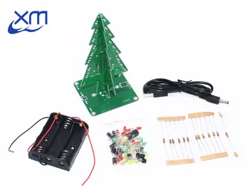 Трехмерная 3D Рождественская Елка LED DIY Kit Красный/Зеленый/Желтый Комплект Светодиодной вспышки Electronic Fun Suite 1