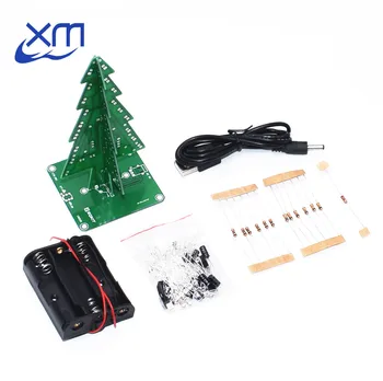 Трехмерная 3D Рождественская Елка LED DIY Kit Красный/Зеленый/Желтый Комплект Светодиодной вспышки Electronic Fun Suite 2