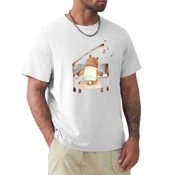 Футболка с медведем, играющим на пианино, индивидуальный дизайн блузки, мужские футболки с графическим рисунком в стиле хип-хоп 1