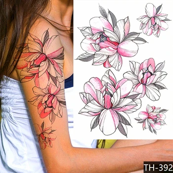 Цветок вишневого Лотоса Для женщин, водонепроницаемая временная татуировка, наклейка на руку, большая сексуальная красочная переводная моющаяся поддельная татуировка