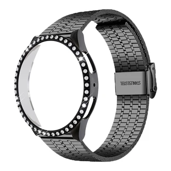 Чехол + ремешок Для Samsung Galaxy Watch 4/5/6 40 мм 44 мм Ремешок С Бриллиантовым Покрытием Протектор Для Часов 4 Classic 42 мм 46 мм Браслет 2