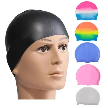 Шапочка для плавания Силиконовая водонепроницаемая шапочка для плавания для мужчин, женщин, взрослых, детей, шапочки для бассейна с длинными волосами, снаряжение для дайвинга, эластичная шапочка, новинка