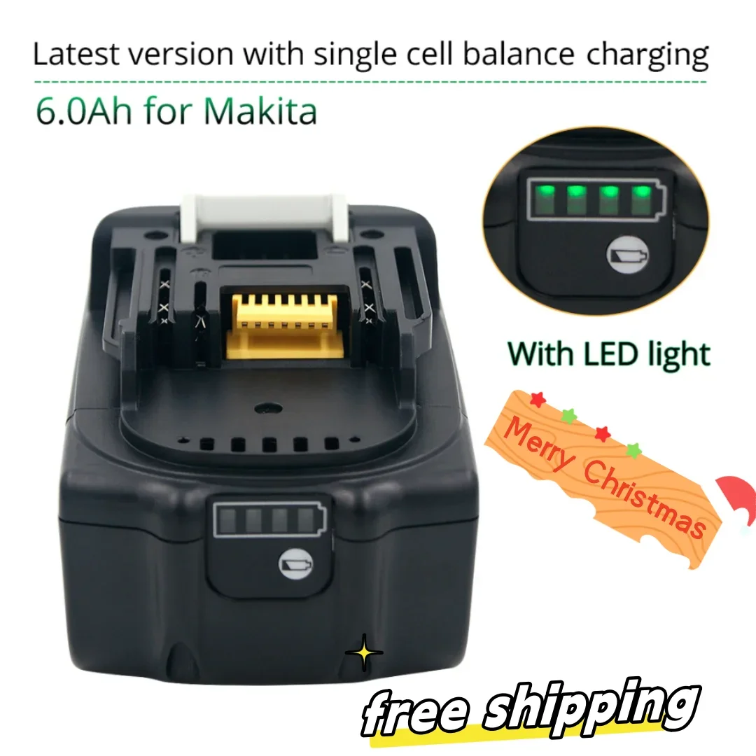 Новейшая Модернизированная Аккумуляторная Батарея BL1860 18 V 6000 mAh Литиевая для Makita 18V Battery BL1840 BL1850 BL1830 BL1860B LXT 400 Изображение 1
