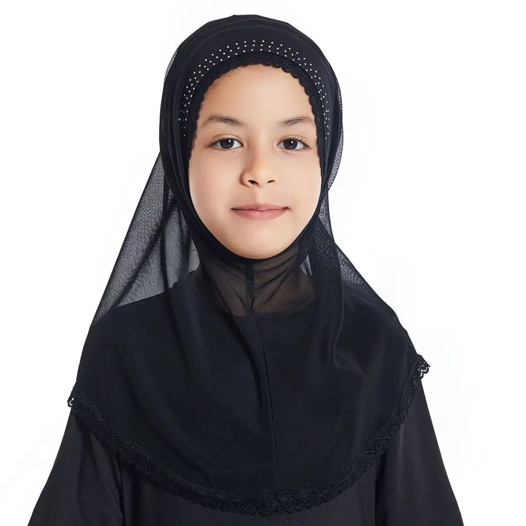 Мода Мусульманские Девушки Тюрбан Арабское Кружево Горячее Сверление Марлевая Шаль Легкий Дышащий Исламский Хиджаб Изображение 1