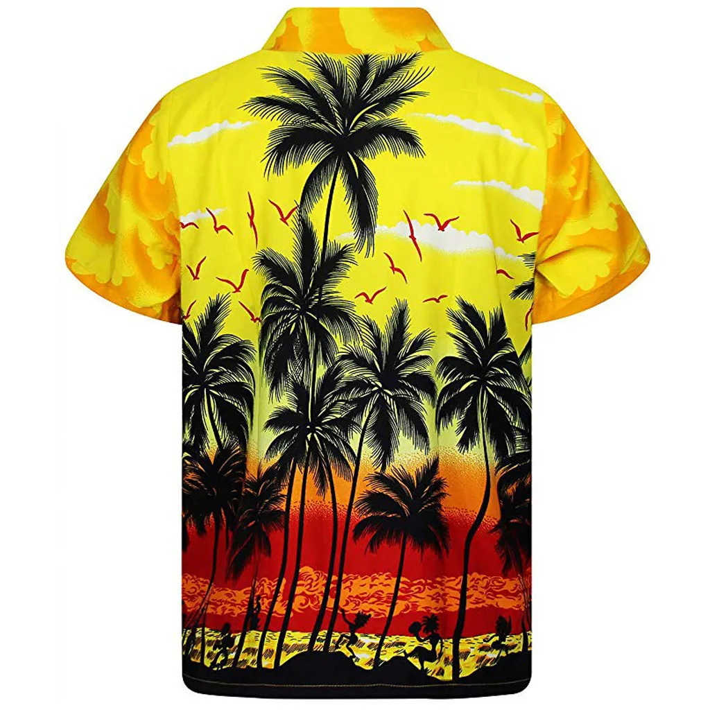 Летние модные 3D Рубашки Мужские Негабаритные Пляжные мужские Рубашки С коротким рукавом И Принтом Кокосовой Пальмы Гавайские топы Мужская Одежда Camiseta Изображение 1