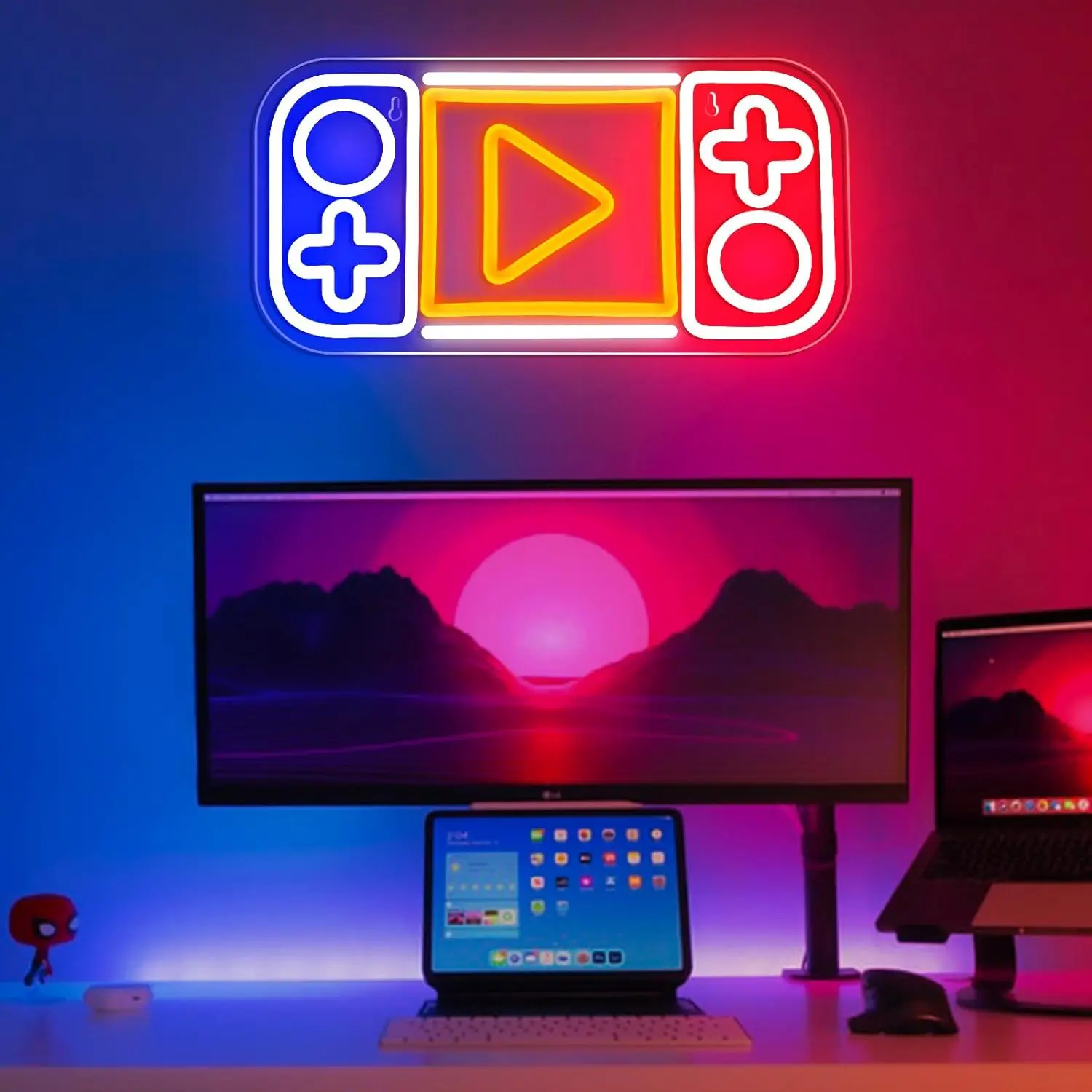 Игровая неоновая вывеска для игровой комнаты, ретро игровая консоль с питанием от USB, светодиодная неоновая вывеска, светодиодная неоновая вывеска для геймеров с регулируемой яркостью для мальчика-подростка Изображение 1