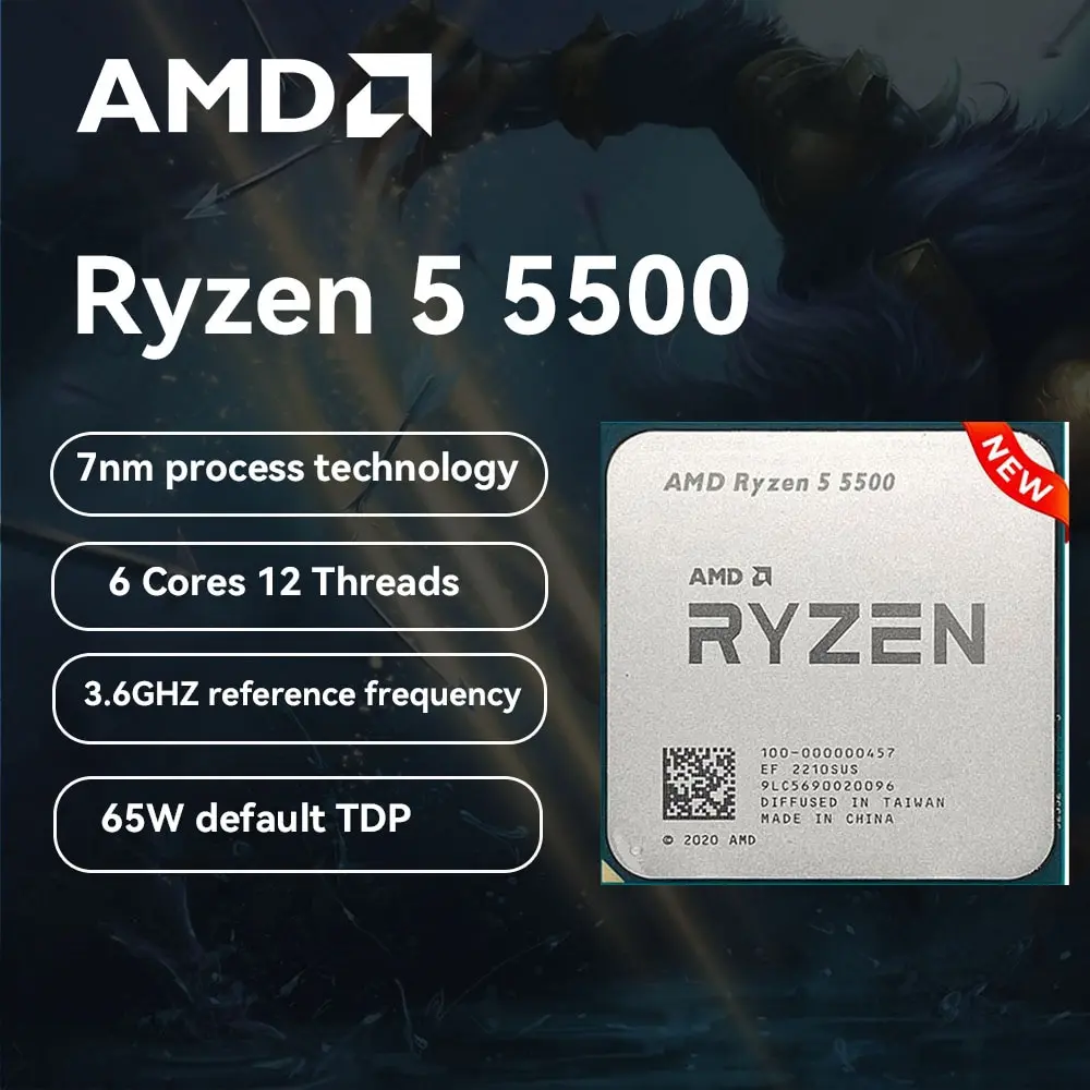 Материнская плата GIGABYTE B450M DS3H V2 с поддержкой комплекта процессоров AMD Ryzen 5 5500 4 * DDR4 4 * SATA 1 * M.2 с 6-ядерным процессором Socket AM4 65W Изображение 1