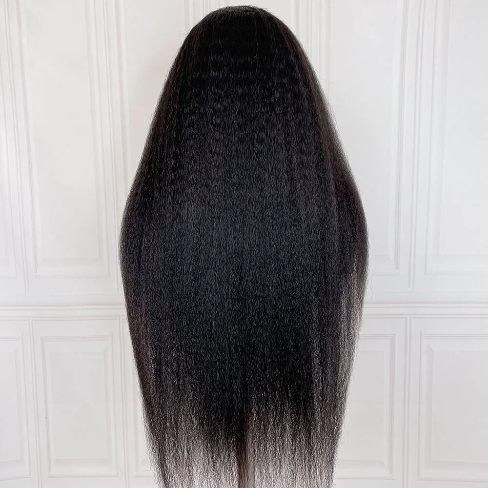 Luvkiss Натуральный цвет Кудрявые Прямые парики из человеческих волос 5x5 без клея, пригодные для носки, с надежной 3D-купольной крышкой Изображение 1