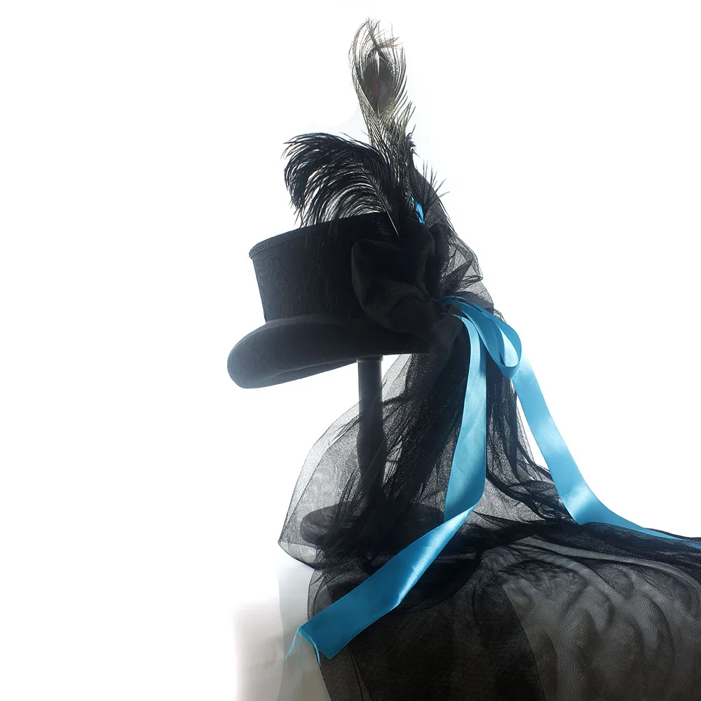 13,5 см 4 размера Ручной работы из черной шерсти Для женщин и мужчин, Свадебная Фетровая шляпа для фокусника, цилиндр для невесты Изображение 1