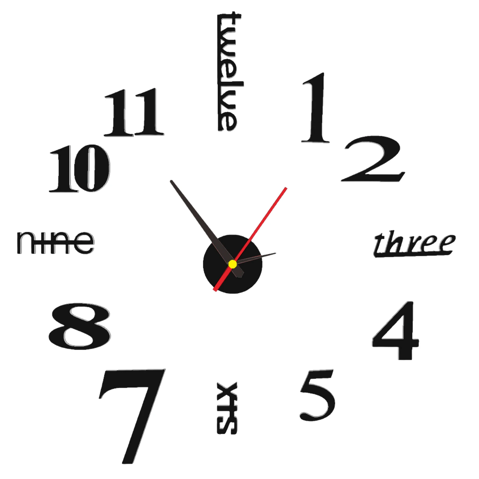3D Настенные часы Бескаркасные DIY Настенные Часы Модные Цифровые 3D Акриловые Настенные Часы Декор Наклейка DIY Набор часов для художественного декора Изображение 1
