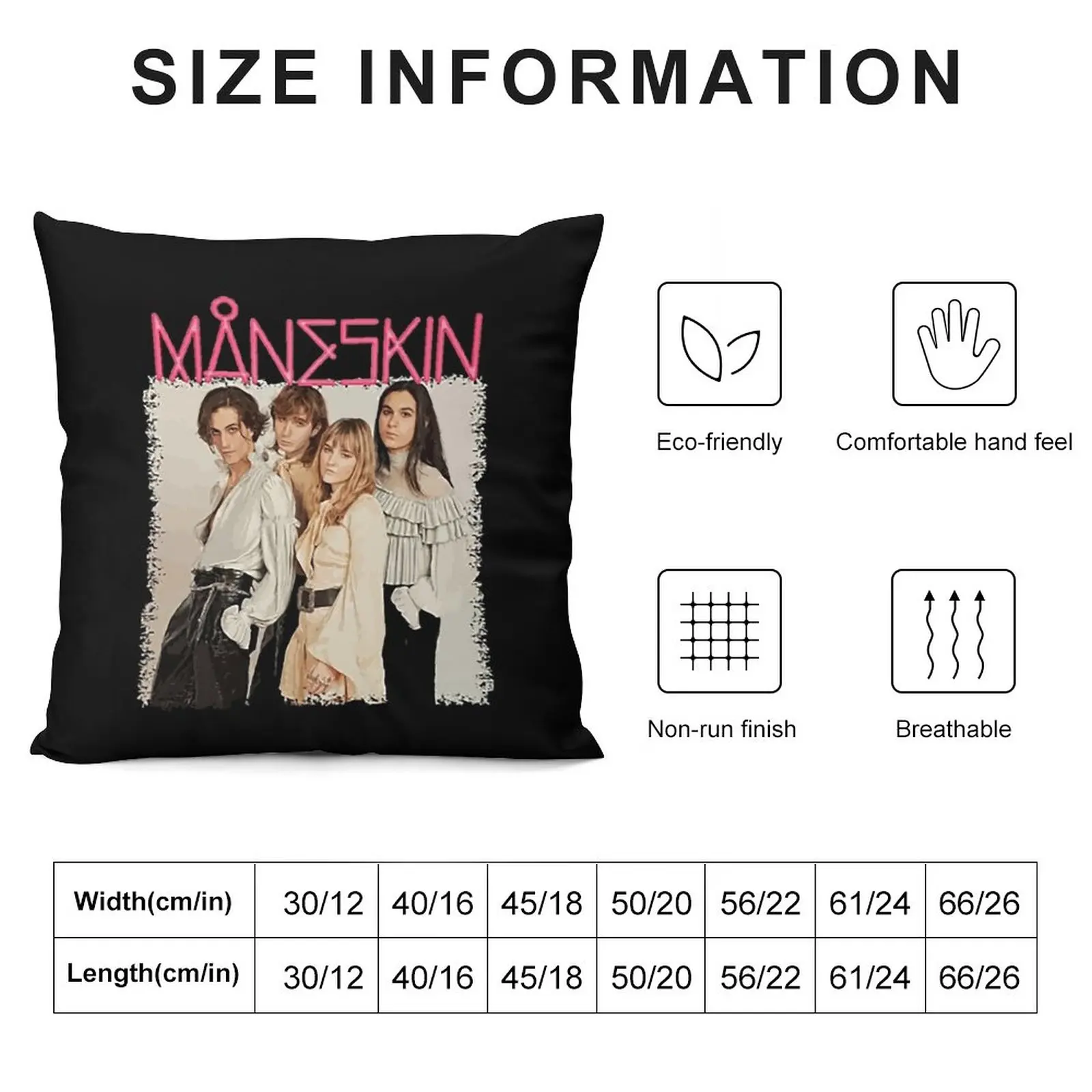 Официальный товар M?neskin - Maneskin Throw Pillow наволочка класса люкс для наволочек Изображение 1
